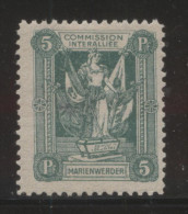 POLAND KWIDZYN MARIENWERDER PLEBISCITE 1ST SERIES "MILAN ISSUE" 5PF GREEN BLUISH PAPER HM (*) - Unused Stamps