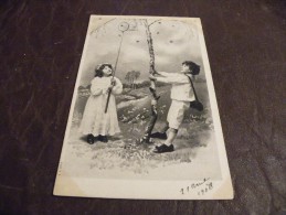 A118..CPA..Thème..enfants ...chasse Aux Papillons....rare Beau Plan Animé...écrite 1908 - Humorous Cards