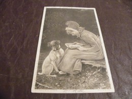 A118..CPA..Thème..enfants ..Fillette Et Son Chien.. ......rare Beau Plan Animé... écrite & Voyagée 1907 - Humorous Cards