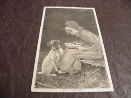 A118..CPA..Thème..enfants ..Fillette Et Son Chien.. ......rare Beau Plan Animé... écrite & Voyagée 1907 - Humorvolle Karten