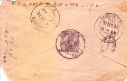 India Used In Burma-one Anna George V Stamp Used On Cover To Rangoon Through Rms With Late Fee Marking - Myanmar (Birma 1948-...)