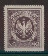 POLAND 1916 POLISH WORLD WAR 1 LEGIONS AUSTRIAN ARMY 20H VIOLET PERFORATE NG TYPE 1 3 TALONS LEFT FOOT EAGLE - Abarten & Kuriositäten