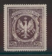 POLAND 1916 POLISH WORLD WAR 1 LEGIONS AUSTRIAN ARMY 20H VIOLET PERFORATE HM TYPE 1 3 TALONS LEFT FOOT EAGLE - Varietà E Curiosità