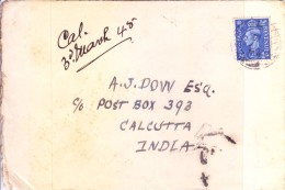 Great Britain 1945 Commercial Cover Posted From Leeds To Calcutta, India With King Edward Vii Two And Half Pence Blue - Cartas & Documentos