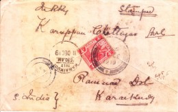 Malaya 1919 Cover To Karaikudy, India With Rms Cancellation - Malayan Postal Union