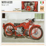 ICHE TECHNIQUE MOTO - DÉTAILS CARACTERISTIQUE AU DOS MOTO GUZZI 500 Cm3 - 2 VT 1927 - Moto