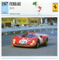 FICHE TECHNIQUE VOITURE  - DÉTAILS CARACTERISTIQUE AU DOS FERRARI 330 P4 /  COURSE 1967 - Automovilismo - F1