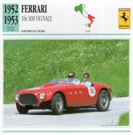 FICHE TECHNIQUE VOITURE  - DÉTAILS CARACTERISTIQUE AU DOS FERRARI 166 MM VIGNALE 1952 COURSE - Automovilismo - F1