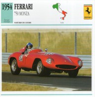 FICHE TECHNIQUE VOITURE  - DÉTAILS CARACTERISTIQUE AU DOS FERRARI 750 MONZA 1954 / COURSE - Car Racing - F1
