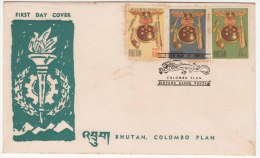 Bhutan  FDC 1964, Colombo Plan, Defence War Shield, History, Torch, Etc,. - Bhutan