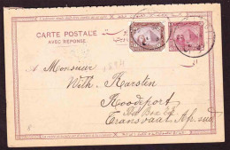 Egypt - Carte Postale - Post Card - 1904 - To South Africa - 3 Milliemes Uprated To 4 - 1866-1914 Khedivate Of Egypt