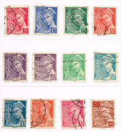 FRANCIA - Mercure 12 Timbres Oblitéré 		Y&T 406-7,411-6,414a,477,548- 9	USATI - 1938-42 Mercure