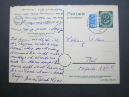 1953, 10 Pfg. Posthorn, Antwortkarte Verschickt - Postkaarten - Gebruikt
