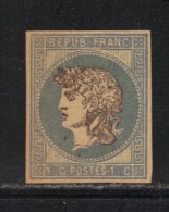 FRANCE Essais 1876 Projet Gaiffe  1 Ct Noir Cadre Bleu Effigie Grise (*) SUP. - Otros & Sin Clasificación