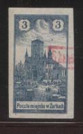POLAND 1918 ZARKI LOCAL PROVISIONALS 2ND SERIES IMPERF 6H RED OPT ON 3H GREY-BLUE IMPERF FORGERY NG - Neufs