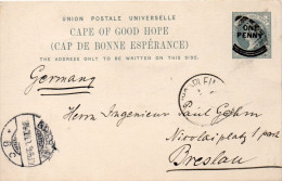 CAP DE BONNE ESPERANCE ENTIER POSTAL POUR L'ALLEMAGNE 1901 - Capo Di Buona Speranza (1853-1904)