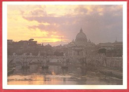 CARTOLINA VG ITALIA - ROMA - Ponte S. Angelo E S. Pietro - TRAMONTO - 11 X 16 - ANNULLO ROMA S. LORENZO - Bridges