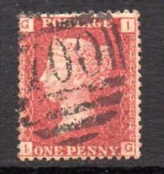 GB QV 1858-79 1d Plate 72, Corner Letters IG, Used - Oblitérés