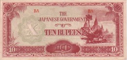 BURMA   10 Rupees   Non Daté (1943)   OCCUPATION JAPONAISE   Pick 16 A    ***** QUALITE  XF  ***** - Myanmar