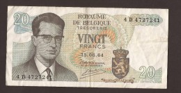 België Belgique Belgium 15 06 1964 20 Francs Atomium Baudouin. 4 D 4727241. - 20 Francs