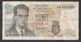 België Belgique Belgium 15 06 1964 20 Francs Atomium Baudouin. 4 D 3699307. - 20 Francos