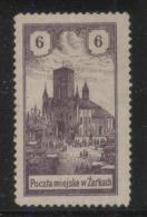 POLAND 1918 ZARKI LOCAL PROVISIONALS 3RD SERIES 6H BROWN-VIOLET PERF FORGERY NG - Ongebruikt