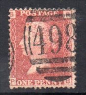 GB QV 1858-79 1d Plate 181, Corner Letters PB, Used - Usati