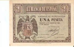 BILLETE DE 1 PTA DEL 28 DE FEBRERO 1938 SERIE F   (BANKNOTE) SIN CIRCULAR-UNCIRCULATED - 1-2 Pesetas