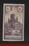 POLAND 1918 ZARKI LOCAL PROVISIONALS 3RD SERIES 6H BROWN-VIOLET IMPERF FORGERY NG - Ungebraucht