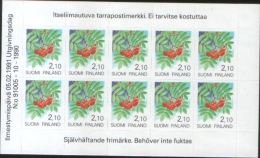 Finlandia - Finland 1991 Flowers And Flora  Self Adhesive Stamps Sheetlet 1v X10 ** MNH - Nuevos