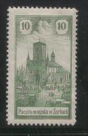 POLAND 1918 ZARKI LOCAL PROVISIONALS 3RD SERIES 10H GREEN PERF FORGERY HM (*) - Unused Stamps