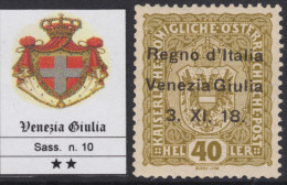 ITALIA - VENEZIA GIULIA - N.10 - Cat. 750 Euro - Con CERTIFICATO - MNH** - GOMMA INTEGRA - Venezia Giuliana