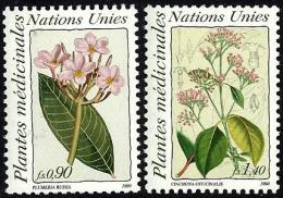 UNITED NATIONS MEDICINAL PLANTS FLOWERS ISSUED 1990 SET OF 2  STAMPS MINT SG? READ DESCRIPTION!! - Neufs