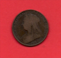 UK, Circulated Coin VF, 1895, 1 Penny,Older Victoria, Bronze, KM790 C1953 - D. 1 Penny