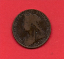UK, Circulated Coin VF, 1896, 1 Penny, Older Victoria, Bronze, KM790 C1954 - D. 1 Penny