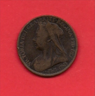 UK, Circulated Coin VF, 1900, 1 Penny, Older Victoria, Bronze, KM790 C1958 - D. 1 Penny