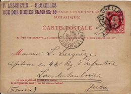 INTERO BELGIO BELGIUM 10 C 1891 STATIONERY GANZSACHE BRUXELLES To FRANCE - Other & Unclassified