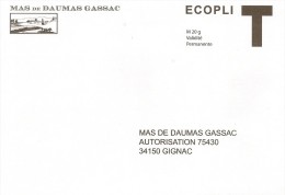 Enveloppe T Pout Mas De Daumas Gassac (validité Permanente) écopli (viticulture, Vin, Boisson) - Cartas/Sobre De Respuesta T