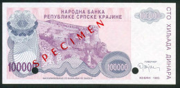 RR CROATIA , KNIN 100 000 DINARA 1993 , SPECIMEN W/O SERIAL NUMBER UNC - Croatie
