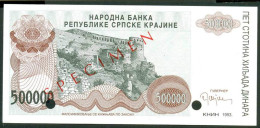 CROATIA , KNIN 500 000 DINARA 1993 , SPECIMEN , ZERO NUM.UNC - Croatie