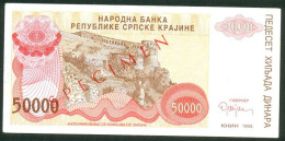 CROATIA , KNIN 50 000 DINARA 1993 , SPECIMEN , ZERO NUM.UNC - Kroatien