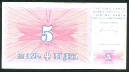 BOSNIA , 5 DINARA 1.8.1994. , UNC - Bosnien-Herzegowina