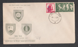 INDIA, FDC,Refegee Relief Stamp, Cricket Victories Vs West Indies And England, FPO 728   Cancellation - Lettres & Documents