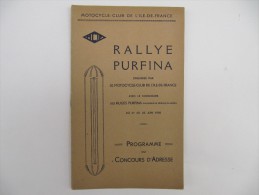 RALLYE PURFINA - Programme Du Concours D'Adresse - 1930 - Motorfietsen