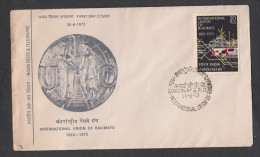 INDIA, 1972, FDC,  International Union Of Railways,Refugee Relief Stamp On Reverse,  Bombay Cancellation - Covers & Documents