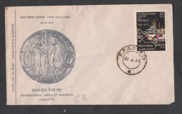 INDIA, 1972, FDC,  International Union Of Railways, U.I.C., Train Signal Box, Science, Technology,  FPO 910 Cancellation - Briefe U. Dokumente