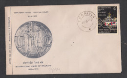 INDIA, 1972, FDC,  International Union Of Railways, U.I.C., Train Signal Box, Science, Technology,  FPO 944 Cancellation - Briefe U. Dokumente
