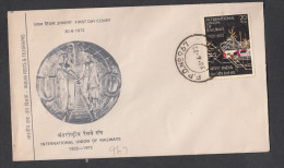 INDIA, 1972, FDC,  International Union Of Railways, U.I.C., Train Signal Box, Science, Technology,  FPO 967 Cancellation - Covers & Documents