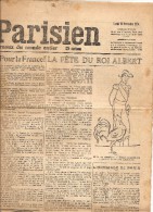 BELGIQUE LA FETE DU ROI ALBERT JOURNAL LE PETIT PARISIEN DU 16 NOVEMBRE 1914 JOURNAL COMPLET 2 PAGES - Le Petit Parisien