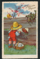 ENFANTS - Jolie Carte Fantaisie Enfant Avec Poule Et Poussin "Joyeuses Pâques" - CASTELLI (non Signée) - Castelli